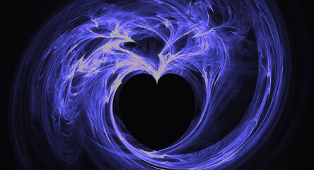 dark background with heart illustration made with thin lines abstract and artistic feel