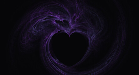 dark background with heart illustration made with thin lines abstract and artistic feel