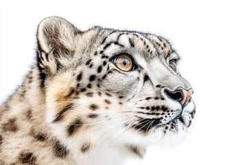 Fototapeta premium Snow Leopard Portrait: A close-up of a snow leopard's head and shoulders, gazing intently.