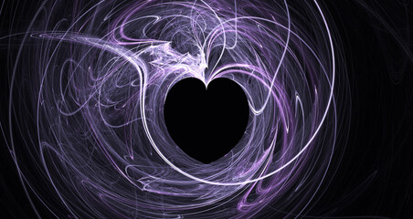 dark background with heart illustration made with thin lines abstract and artistic feel