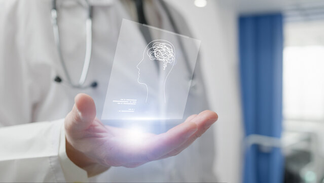 Doctor analyzes mental health hologram