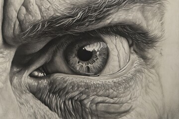 Obraz premium Portrait drawing of a crying eye as a pencil drawing