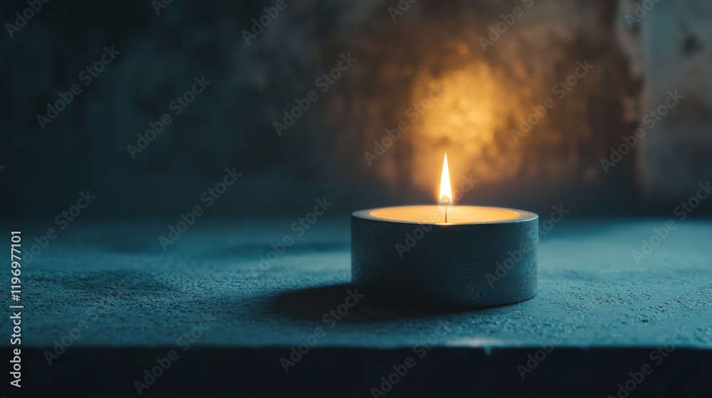 Aufkleber Close-up of a flickering candle flame in a dark room, casting soft shadows and creating a cozy ambiance, emphasizing the glow and warmth