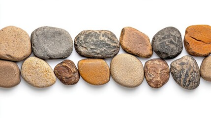 A photostock of a cobblestone pathway with natural textures, placed neatly on a clean white surface, symbolizing timeless design and outdoor aesthetics. High Quality