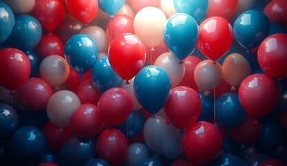 President Day Colorful Group of Balloons in a Room

