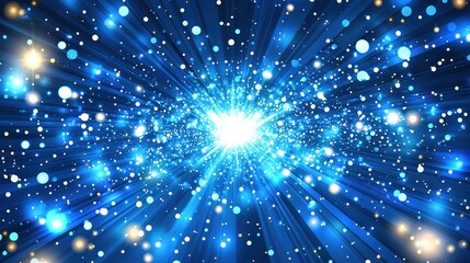 Fototapeta premium Blue energy burst, light rays, cosmic background, abstract design, ideal for tech visuals