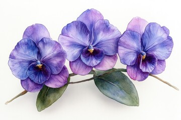 Fototapeta premium A group of purple flowers sit on top of a white surface, with their petals unfolded and facing upwards