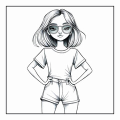 Fashion Cute Girl Coloring Page