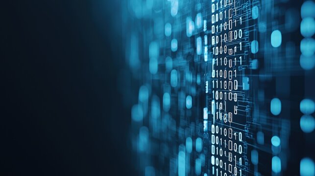 Abstract digital data flow, binary code, technological background