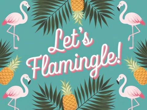 Let's Flamingle! A vibrant tropical design featuring flamingos and pineapples