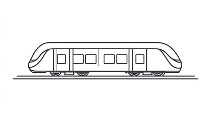 Minimalist line art of a modern train on a white background