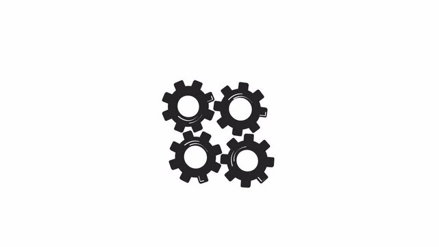 Collaborative effort teamwork cogs hand drawn whiteboard sketch animation. Problem solving cogwheels 4K video. Four diverse hands turning interlocked gears animated handdrawn concept pencil drawing