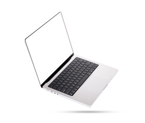 Laptop with a blank screen isolated on a white background