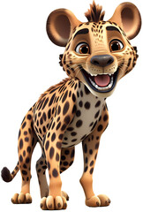 Obraz premium A playful cartoon leopard cub with an open mouth and a cheerful expression. The cub is depicted in a vibrant and colorful style, highlighting its playful and energetic nature.