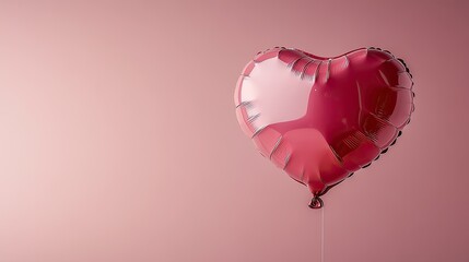 Glossy Heart-Shaped Helium Balloon on a Soft Background for a Romantic Look