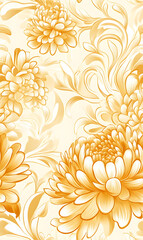 Creative Seamless Pattern 2D Doodle Floral Illustrations for wallpaper, card, tile.