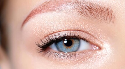 Fototapeta premium Close-up of a woman's blue eye with makeup