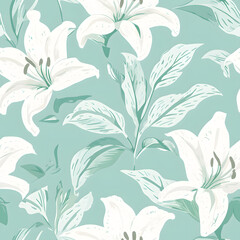 Fototapeta premium Creative Seamless Pattern 2D Doodle Floral Illustrations for wallpaper, card, tile.