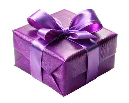 Purple gift Isolated on transparant background