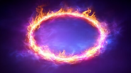 Obraz premium Fiery Ring of Abstract Flaming Energy Encircles a Purple Void
