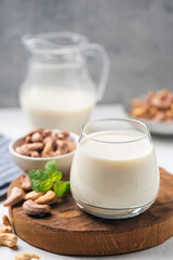 Allergy free lactose free cashew homemade milk in glass