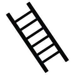 Cute cartoon hand drawn vector ladder icon silhouette.