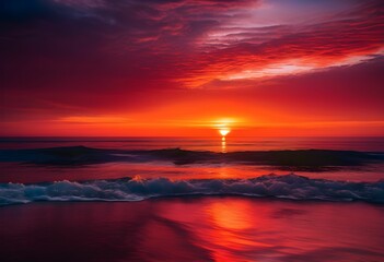 Fototapeta premium Dramatic Sunset with Omega Sun and Silhouetted Boat