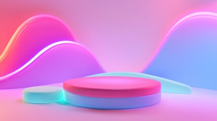 Pastel Dreamscape: A Neon Lit Abstract Product Display