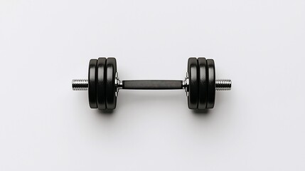 Fototapeta premium Black dumbbell on white background.