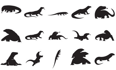 Obraz premium Komodo Dragon Vector set Illustration