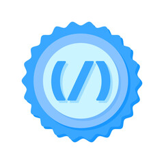 A clean and modern blue badge vector icon showcasing a mathematical symbol, ideal for education, math resources, or creative visual projects