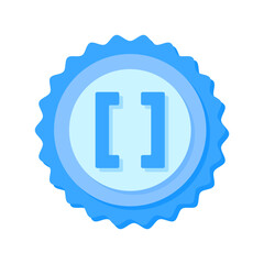 A clean and modern blue badge vector icon showcasing a mathematical symbol, ideal for education, math resources, or creative visual projects