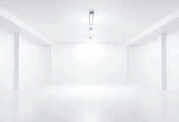 Fototapeta premium Empty White Room Minimalist Design Bright Lighting Clean Space