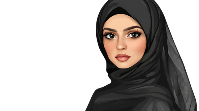  A beautiful woman wearing a hijab, isolated on a transparent background P ng