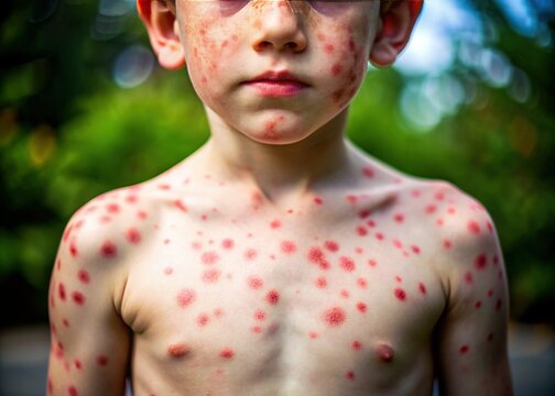 Child with Measles Rash: Close-up Medical Stock Photo