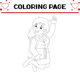 cute diverse college student coloring page for kids