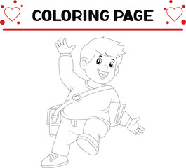 cute diverse college student coloring page for kids