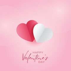 Valentines Day card with cute paper cut hearts on pink background. Stock Vector platform - stock illustration