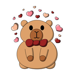 Cute Capybara with small hearts in color