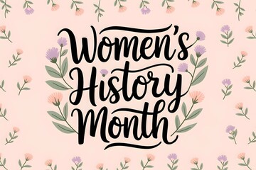 Obraz premium Celebrating Women's History Month with a delicate floral pattern and Lettered text. Ideal for banners, cards, invitations and social media graphics