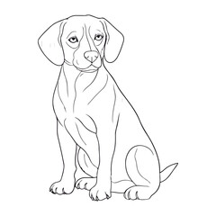 Fototapeta premium Coloring book for kids dog vector Black vector illustration.