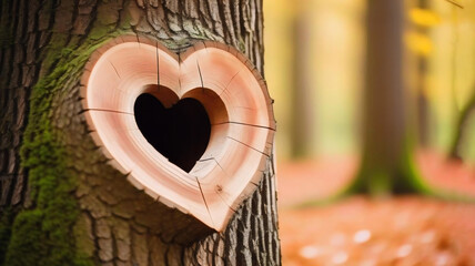 Heart shaped hole in tree trunk, eternal love, valentine's day