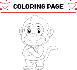 cute monkey coloring page for kids