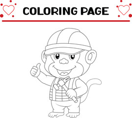 Fototapeta premium cute monkey coloring page for kids