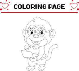 cute monkey coloring page for kids