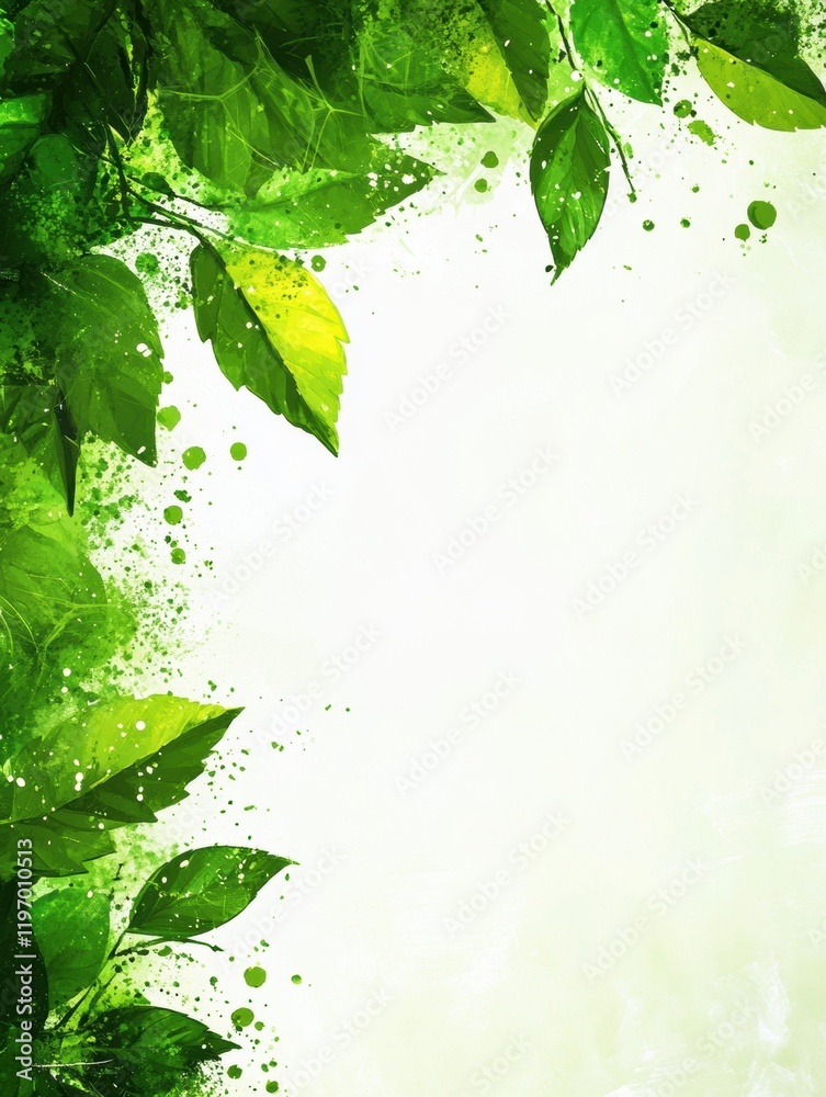 Aufkleber green foliage frame with ample space for text and creative designs in a bright and natural setting. 