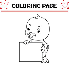 cute baby duck mascot pack coloring page for kids