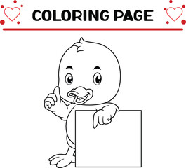 cute baby duck mascot pack coloring page for kids