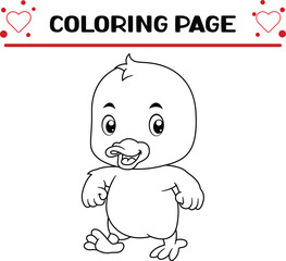 cute baby duck mascot pack coloring page for kids