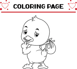 cute baby duck mascot pack coloring page for kids
